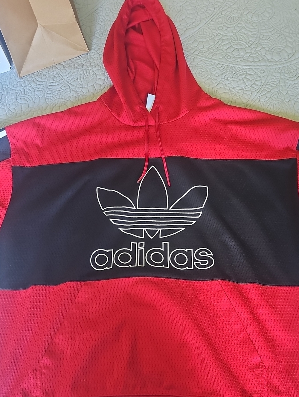 adidas Red and Black Trefoil Hooded Zip Sweatshirt